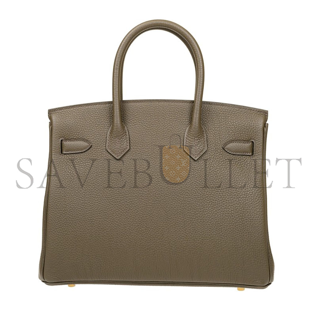 H**mes birkin 25 epsom leather trench coat grey gold buckle bag h028369ccm8 (25*20*13cm)
